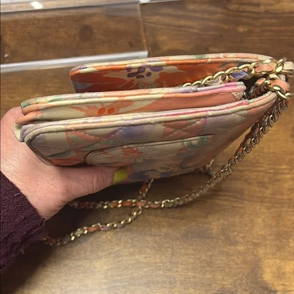 CHANEL, UNIQUE, & INCREDIBLY PRICED, Floral Chain wallet on chain crossbody. - Picture 9 of 11